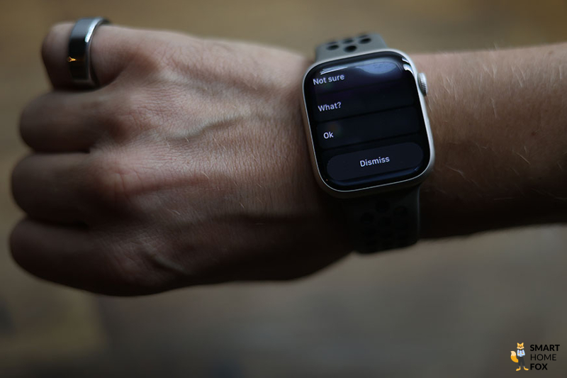 Man sieht die Antwortfunktion auf der Apple Watch 8.